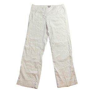 J. Jill Wide Leg Pants Women's Size 12 Stretch Khaki Linen Rayon Blend FLAW‎